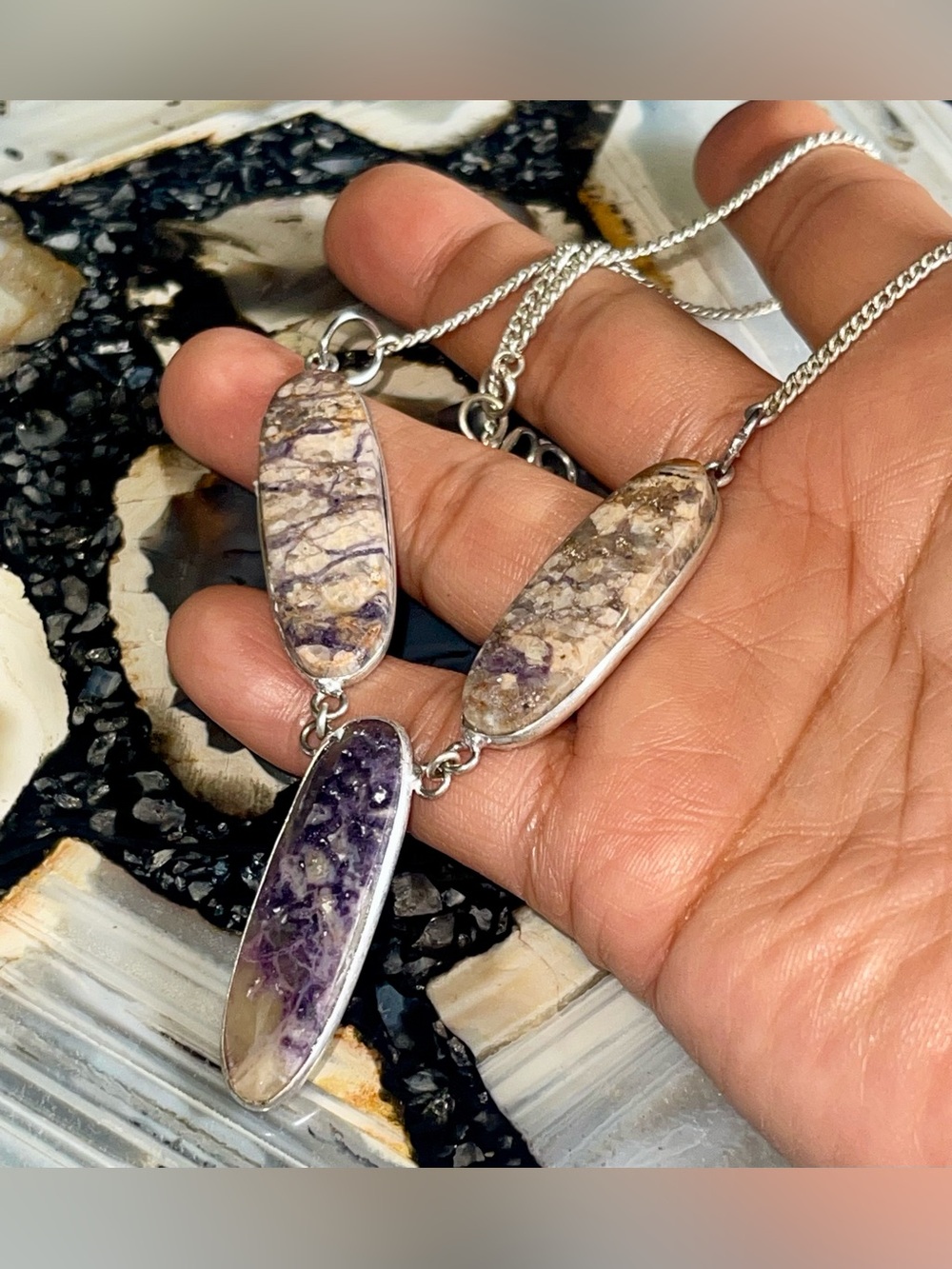 Lightweight Tiffany Stone Purple Opalized Fluorite Necklace